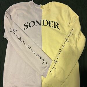 Dermot Kennedy Sonder Lilac Purple Cream Split Crewneck Pullover Sweatshirt XL